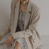 MISHAN女装 2020春韩版小链条单排扣中长简约长袖显瘦西装外套女
