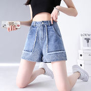 2023年韩版网红女春夏季水洗，薄款宽松高腰，a字型牛仔短裤