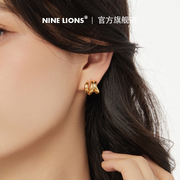 九只狮子（饰品）S925银针高级感扭曲不规则耳钉小众设计通勤耳钉