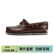 timberland添柏岚男鞋牛皮，经典手工缝制休闲户外船鞋25077w宽版