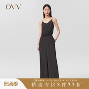 重磅真丝OVV春夏女装23MM重绉腰带罗纹连体裤