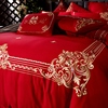 思博魅家纺婚庆四件套新中式大红色全棉刺绣花结婚床上用品新婚喜