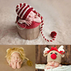 可爱婴儿手工编织毛线帽子宝宝拍照圣诞针织卡通衣服儿童摄影道具