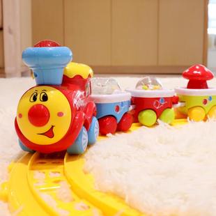 .宝丽儿童小火车轨道玩具套装2岁男孩3女宝宝礼物拼装益智电动汽