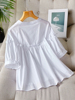 白色衬衫女短袖2024年夏季韩版宽松圆领洋气时尚衬衣中袖上衣