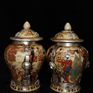 古玩古董瓷器清乾隆年款仕女图仿古将军罐 装饰老货摆件收藏