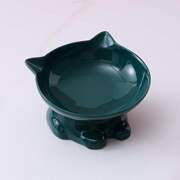 斜口大容量猫碗保护颈椎防打翻扁脸猫食盆可爱陶瓷单碗猫狗通用