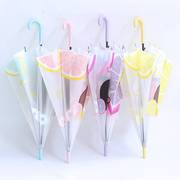 透明雨伞21寸EVA水果伞成人自动伞卡通可爱直柄彩色印花学生磨砂