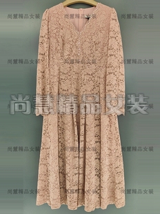 台装品牌2023秋冬女装时尚蕾丝连衣裙洋装23W-7129E