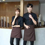 餐厅服务员工作服长袖定制餐饮，饭店酒店咖啡厅酒吧衬衫围裙套装女