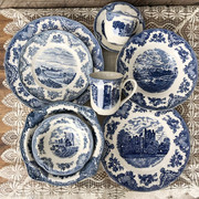 外贸出口英国johnsonbrothers蓝城堡，盘子碗餐具，套装饰盘咖啡杯碟