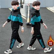 童装男童春秋装套装2023儿童，冬款加绒加厚两件套韩版中大