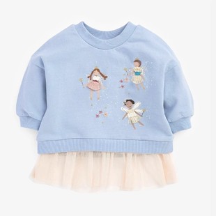 女童小精灵卫衣儿童1-6岁套头衫，t恤宝宝网纱长袖，上衣蕾丝秋装甜美