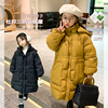 女童韩版羽绒服2023冬装宝宝中长款90白鸭绒(白鸭绒，)儿童杜邦三防保暖外套