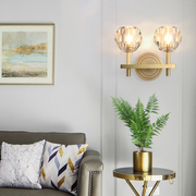 壁灯全铜现代简约轻奢卧室客厅过道走廊楼梯女孩房间创意水晶灯具