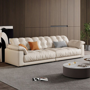 云朵真皮沙发轻奢现代客厅小户型简约风沙发意式极简羽绒皮艺沙发