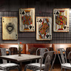 美式复古扑克牌木板画创意麻将，酒吧网咖餐厅墙壁，个性创意装饰挂画
