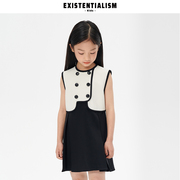 existentialismkids童装24春季新女童(新女童)复古假两件黑白拼色连衣裙