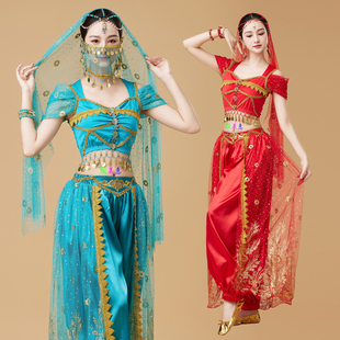 印度舞表演出服西域肚皮舞异域风情新疆舞蹈服装成人茉莉公主套装