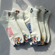 春季袜子女短筒袜韩国可爱卡通白色纯棉女袜日系，迪士尼吸汗学生袜