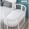 欧式婴儿床白色小圆床宝宝床实木床摇篮床新生儿多功能可拼接大床