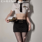 爱如潮水内衣女性感空姐女警角色扮演海军制服露腰包臀裙短袖套装