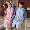 儿童浴袍可穿式浴巾吸水速干冬季中大童，加厚男童女童珊瑚绒睡袍衣