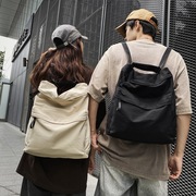 旅行双肩包男韩版休闲学生书包女潮流单肩包拎包复古纯色背包
