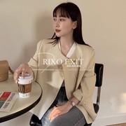 RIXO EXIT法式小众简约圆领金属扣不规则开衫春秋显瘦时尚外套