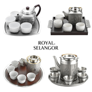 进口皇家雪兰莪纯手工茶具套装，锡制茶壶茶具茶盘，高档茶杯送礼家用