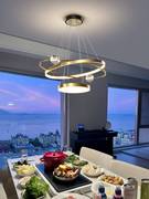 餐厅吊灯现代简约轻奢水晶圆形饭厅灯2022年北欧餐桌三头灯具