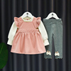 1-3岁女童春装套装儿童时髦连衣裙三件套2宝宝洋气春秋款背带裙套