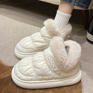 雪地靴女冬季增高加绒加厚保暖棉鞋一脚蹬防滑棉靴防水面包鞋