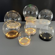 创意摆件装饰品透明球形玻璃罩子带灯底座配电池七夕节送朋友