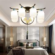 新中式吸顶吊灯客厅灯中国风，家用铁艺玻璃，灯罩杏花装饰餐厅卧室灯