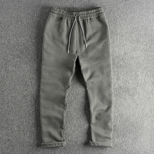 480g高克重加绒美式休闲卫裤男宽松直脚舒适版型，青年运动长裤子