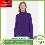 WHISTLES紫色羊毛毛衣针织衫短款半高领直筒纯色简约英伦百搭
