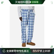 香港直邮潮奢tekla男士，pijamas法兰绒格子蓝色长裤