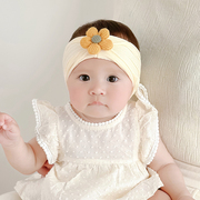 婴儿花朵发带帽子夏季薄款纯棉遮脑门新生女宝宝夏天护头囟门头带