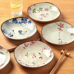 日式方盘陶瓷盘子菜盘家用2024小碟子轻奢餐具，高级感餐盘深盘