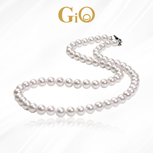 gio珠宝极地光天然淡水，珍珠项链女高亮珠串，925银颈链妈妈款送礼物