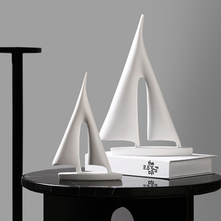 北欧现代简约黑白帆船模型轻奢创意，摆件客厅家居装饰品工艺品摆设