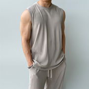 美式硬汉风背心长裤运动套装，肌肉男健身训练无袖，t恤亲肤透气坎肩