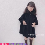 韩国童装2022秋冬儿童女童可爱潮外套甜美气质黑色复古连衣裙