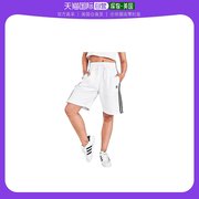 美国直邮Adidas阿迪达斯女士短裤白色侧边条纹松紧腰系带款休闲