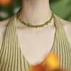 绿色巴洛克天然石项链(石项链)女小众设计复古风饰品，森系个性不规则锁骨链