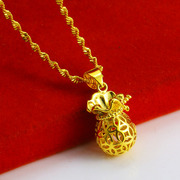 东西黄金项链女款福袋钱袋吊坠子空心里面可以装珠宝久不掉色