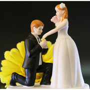 创意婚礼蛋糕人偶树脂人物摆件，新郎新娘人偶蛋糕，装饰情人节礼物