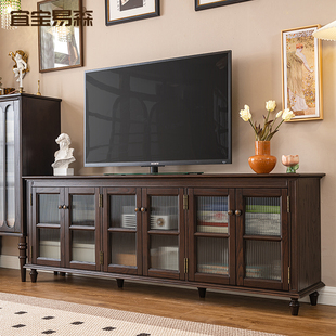 美式实木电视柜法式复古电视柜组合高款地柜轻奢小户型电视机柜