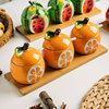小作陶瓷家用水果浮雕调味罐，创意造型佐料罐带盖味精盐盒厨房套装